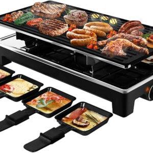 Raclette Grill Electric Grill Table Portable 2 in 1 BBQ Grill