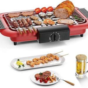 Electric BBQ Grill, Smokeless Non-Stick Indoor/Outdoor Barbecue Grill, 2000W