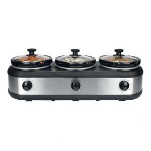 3-Pot Slow Cooker 2.5L Capacity with 3 Warming Settings in Silver